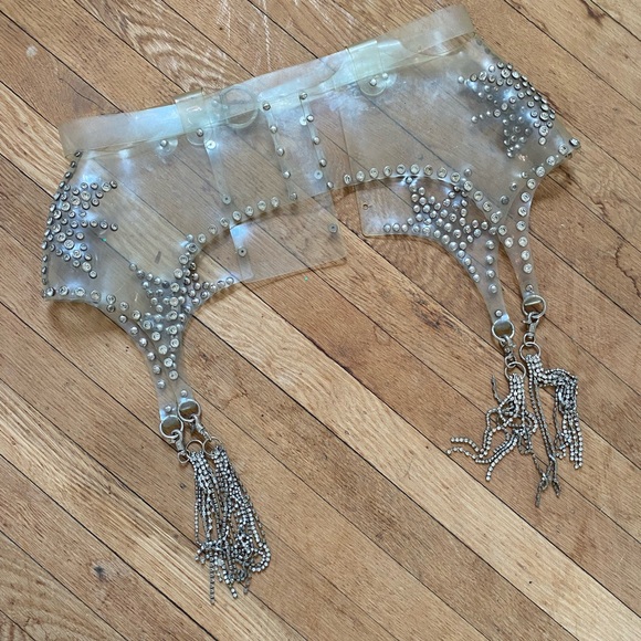 Clear crystal garter belt showgirl costume showstopper - Picture 4 of 14